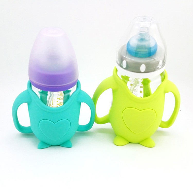 变色温感保温防摔硅胶奶瓶保护套定制